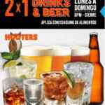 Promoción Hooters 2x1 en cervezas y tragos de lunes a domingo después de las 6pm en sucursales participantes