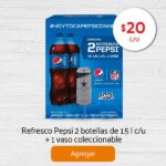 Promoción Pepsi de vaso coleccionable de la NFL + 2 refrescos 1.5 L por $20 pesos