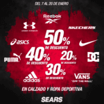 Promoción Sears: Hasta 50% de descuento en calzado y ropa deportiva