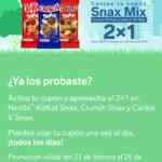 Cupón 7-Eleven de 2x1 en chocolates Carlos V, Crunch y Kit Kat Snax