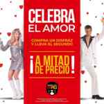 Promoción de San Valentín Disfraces de Peli: segundo disfraz a mitad de precio