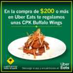 Promoción California Pizza Kitchen de Buffalo Wings Gratis en pedidos por Uber Eats