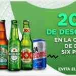 En Chedraui 20% de descuento adicional en la compra de 2 six packs de cervezas