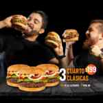 Promoción Cuarto de Kilo: 3 hamburguesas cuarto clásicas por $199