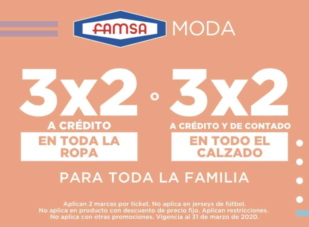 Promoción Famsa de 3x2 en ropa y calzado para toda la familia