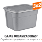 En Home Depot 3x2 en cajas organizadoras y 5x4 en luces empotrables