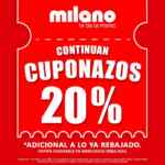 Promoción Milano Cuponazos de 20% de descuento adicional a lo ya rebajado