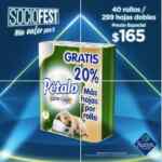 Promoción Sams Club Socio Fest: Papel Higiénico Pétalo Ultra Care de 40 rollos a sólo $165