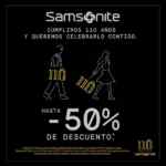 Promoción Samsonite 110 Años: Hasta 50% de descuento