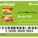 Cupón Soriana Soriticket de 3x2 en leche Nido 360 gr