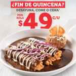 Promoción Vips Fin de Quincena: Enchiladas de mole, Chilaquiles Vips o Crepas de fresa a sólo $49 el 11, 12, 26 y 27 de marzo