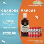 En Bodegas Alianza whisky Ballentines 700 ml + 8 cervezas Tecate 473 ml por $232