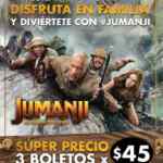 Promoción Matine Cinemex: 3 boletos para Jumaji el siguiente nivel por $45 pesos