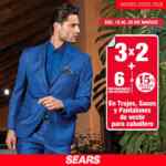 En Sears 3x2 en trajes, sacos y pantalones de vestir para caballeros
