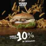 Promoción Wings Army de 10% de descuento adicional en pedidos para llevar