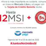 Promoción Banorte Mercado Pago de 5% de bonificación en compras a meses sin intereses