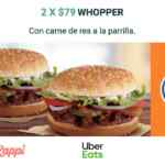 Promoción Burger King Cuarentena Coronavirus: 2 hamburguesas Whopper por $79 en servicio a domicilio