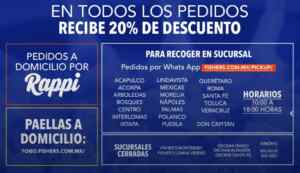 Promoción Fishers de 20% de descuento en todo el menú en servicio para llevar