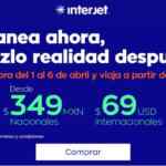 Promoción Interjet de vuelos nacionales desde $349 pesos e internacionales desde $69 dólares