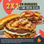 Promoción las Alitas de 2x1 en hamburguesas en pedidos para llevar
