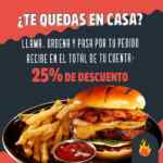 En las Alitas 25% de descuento en todo el menú en pedidos para llevar