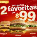Promoción McDonalds Uber Eats de 2 hamburguesas por $99 pesos