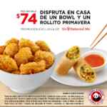 Promoción Panda Express: Bowl + rollito primavera por $74 al pedir por SinDelantal