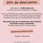Cupón Todomoda 20% de descuento en tienda en línea