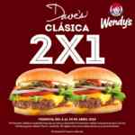 Promoción Wendy's: 2x1 en hamburguesa Dave's Clásica en pedidos a domicilio