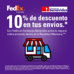 10% de descuento al enviar tus paquetes Fedex en Farmacias Benavides