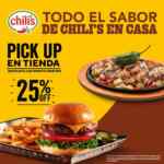 En Chilis 25% de descuento en menú en servicio para llevar