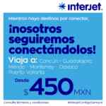 Promoción Interjet de vuelos sencillos nacionales desde $450 pesos a destinos seleccionados