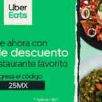 Código de cupón Uber Eats de 25% de descuento en restaurantes seleccionados