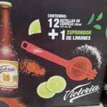 Promoción cerveza Victoria de exprimidor Gratis en empaques 12 pack