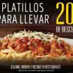 Promoción Italiannis: 20% de descuento en platillos para llevar de lunes a domingo
