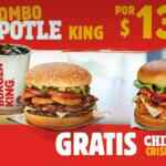 Cupón Burger King de hamburguesa Chipotle Crispy King GRATIS en la compra de un combo Chipotle King