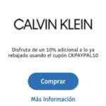 Código de cupón Calvin Klein Paypal de 10% de descuento adicional