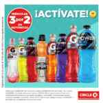 3x2 en bebidas isotónicas (Gatorade, Powerade, etc.) los miércoles en Circle K