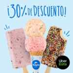 En Helados Dolphy 30% de descuento en paletas y helados dobles pidiendo a través de Uber Eats hoy viernes