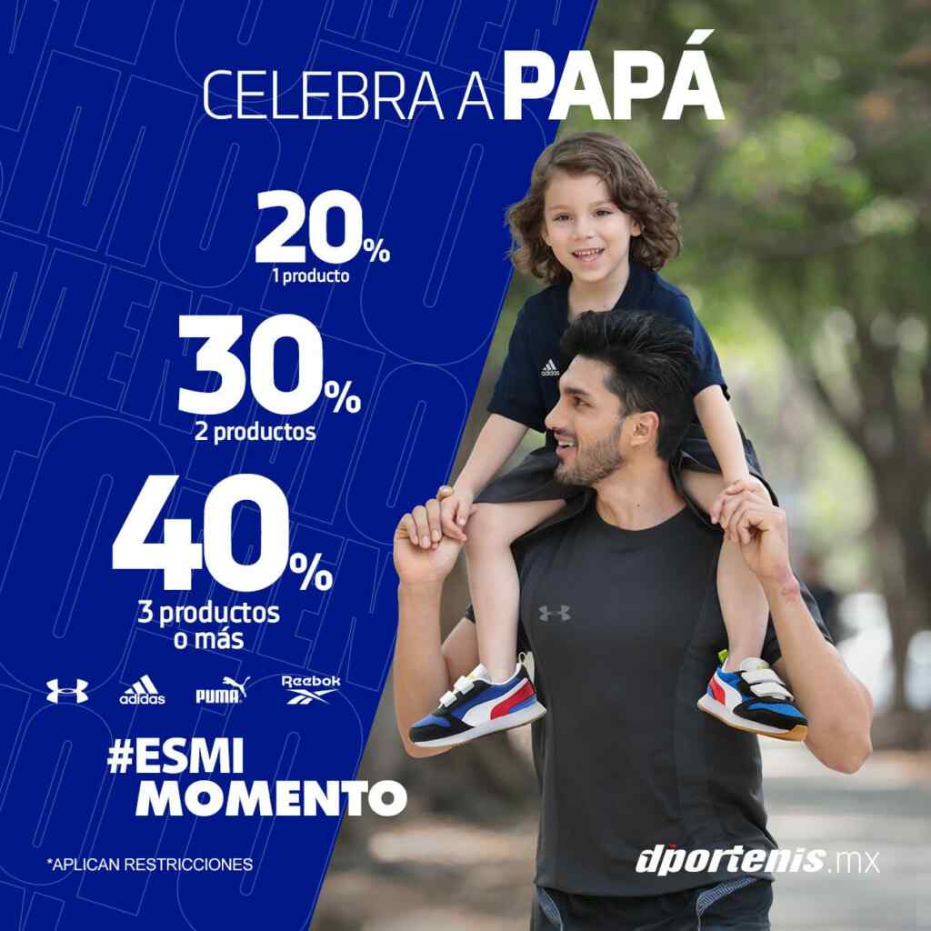 Promoción Dportenis Día del Padre: Descuentos escalonados de hasta el 40%  en Puma, Adidas, Under Armour y Reebok