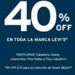 Promoción Levis Te Extrañamos: 40% de descuento en toda la marca Levis en tiendas departamentales
