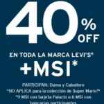 Promoción Levis Te Extrañamos: 40% de descuento en toda la marca Levis en tiendas departamentales