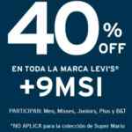 Promoción Levis Te Extrañamos: 40% de descuento en toda la marca Levis en tiendas departamentales