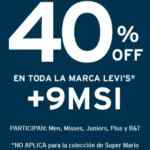 Promoción Levis Te Extrañamos: 40% de descuento en toda la marca Levis en tiendas departamentales