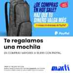 Promoción Martí Hot Sale 2020: mochila Gratis al pagar con Paypal