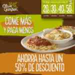 Promoción Olive Garden: Hasta 50% de descuento dependiendo de las visitas que hagas al restaurante