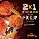 Promoción Rebel Wings de 2x1 en todo el menú en servicio para llevar