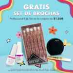 Promoción Sally Beauty: Set de brochas gratis en compras a partir de $1,500