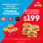Promoción Wendys Combo Día del Padre 2020 a $199 con 4 hamburguesas y 4 papas