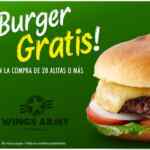 Recompensas Wings Army: hamburguesa GRATIS en la compra de 20 alitas